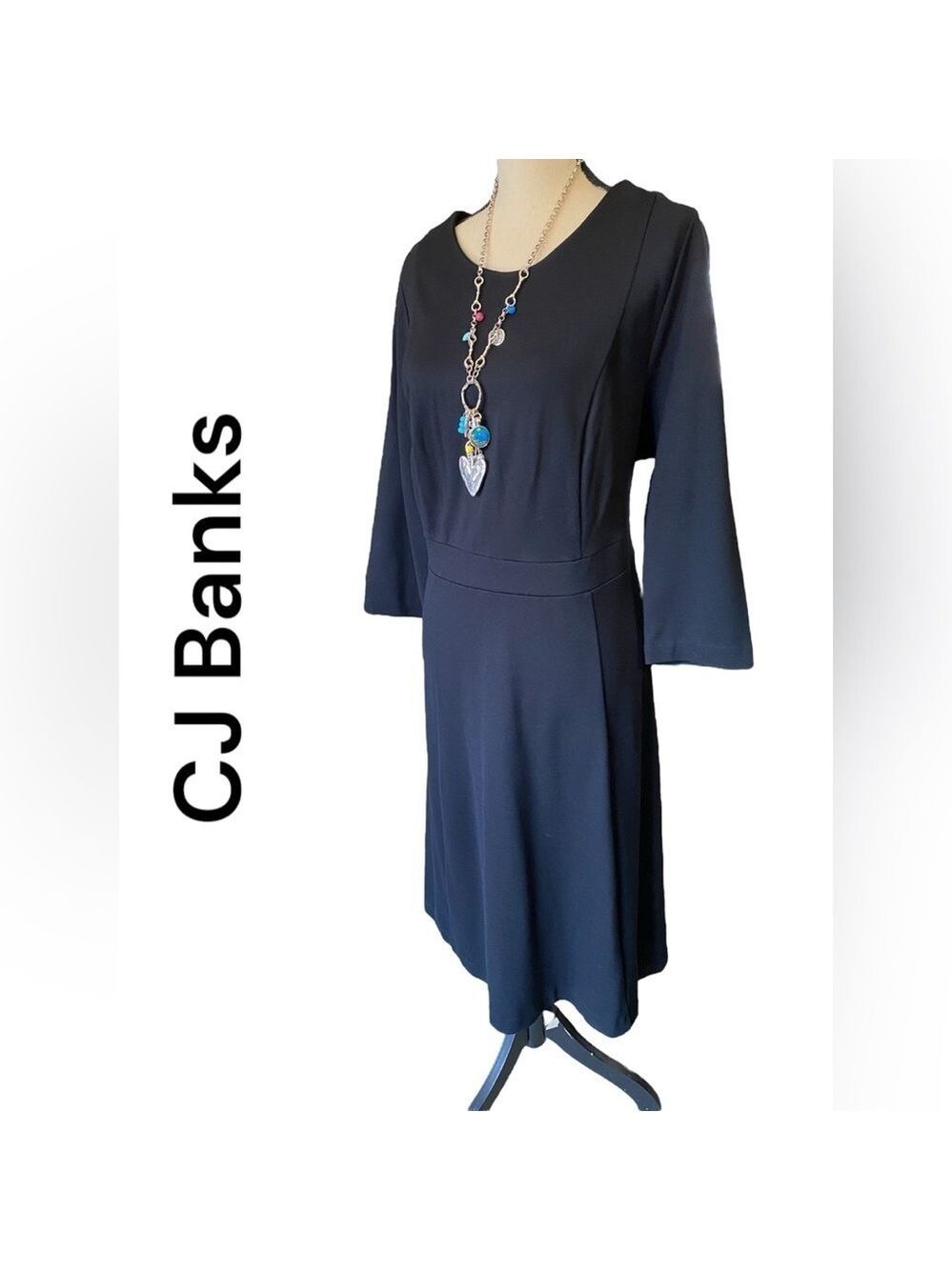 CJ Banks-NWT size 16W black midi length rayan blend 3/4 sleeve. Classy & Modest